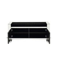 Everly Quinn Noralie BENCH W/STORAGE Mirrored & Faux Diamonds
