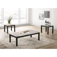 Ebern Designs Faux Marble 3-Piece Occasional Table Set White And Black