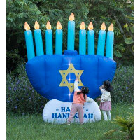 The Holiday Aisle® Giant Hanukkah Inflatable Menorah - Yard Decor With Built-in Bulbs, Tie-down Points, And Powerful Bui