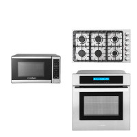 Cosmo 3 Piece Kitchen Package With 36" Gas Cooktop 17.3" Countertop Microwave 24" Single Electric Wall Oven