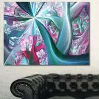 Design Art 'Blue Pink Fractal Plant Stems' Graphic Art on Wrapped Canvas