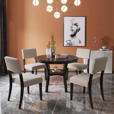 Contemporary Style: This simplistic modern dining set designed with a sleek silhouette and finished...