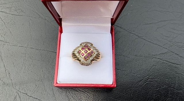 #383 - 14k Yellow Gold, Ruby &amp; Diamond Ring, Size 9.5 in Jewellery & Watches