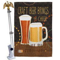 Breeze Decor Craft Beer Brings Cheer - Impressions Decorative Aluminum Pole & Bracket House Flag Set HS117052-BO-02