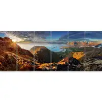 Made in Canada - Design Art 'Ocean and Mountains Panorama' 6 Piece Photographic Print on Wrapped Canvas Set