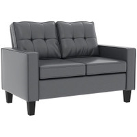 51  PU LEATHER LOVESEAT, DOUBLE SOFA WITH ARMREST, TUFTED BACKREST