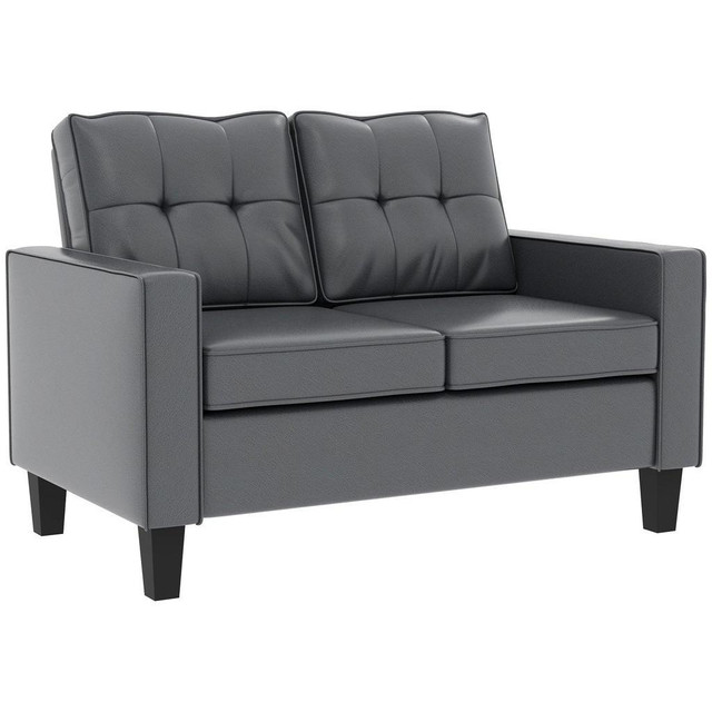 51  PU LEATHER LOVESEAT, DOUBLE SOFA WITH ARMREST, TUFTED BACKREST in Chairs & Recliners