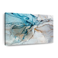 Elephant Stock Blue Liquid Marble Abstract Canvas Print