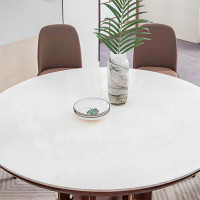 RARLON Natural marble dining table 6 chairs combined solid wood round dining table family dining table