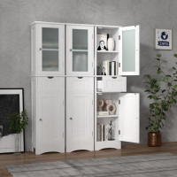 Wildon Home® Tall Floor Storage Cabinet With 2 Doors And 1 Drawer For Bathroom