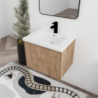 EXULLMODE 24" Wall Mounted Single Bathroom Vanity with Resin Vanity Top