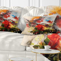 East Urban Home Floral Roses and Sunny Day Watercolor Lumbar Pillow