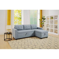Ebern Designs Upholstered Pull Out Sectional Sofa With Storage Chaise