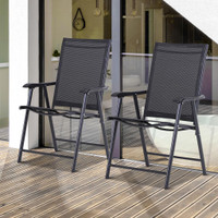 2 Piece Folding Chairs 22.75" x 25.25" x 37" Black