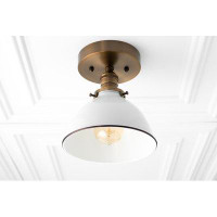 17 Stories Nantucket Flush Mount Ceilling Light with a Black Rimmed White Shade