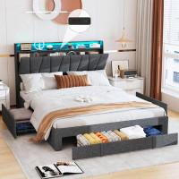 Latitude Run® Upholstered Platform Bed Frame With Storage Headboard & Storage Drawers