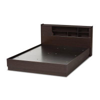 Hokku Designs Lefancy Poteete Modern and Contemporary Brown Finished Queen Size Platform Storage Bed