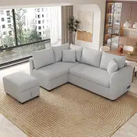 Latitude Run® 82.6" L-Shaped Sectional Pull Out Modern Sofa Bed Sleeper Modern Sofa With Two USB Ports, Two Power Socket