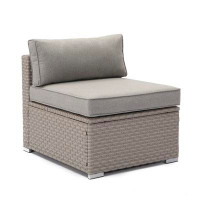 Wrought Studio Wrought Studio Outdoor Furniture Add-On Armless Chair For Expanding Wicker Sectional Sofa Set W Warm Grey