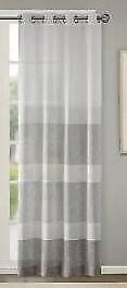 Madison Park Hayden 50x95 Woven Faux Linen Striped Window Sheer in Grey - MP40-4599