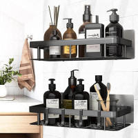 Rebrilliant Shower Rack No Drilling 2 Pieces Shower Organizer With 4 Stick Surfaces And 4 Hooks Space Aluminum Self Adhe