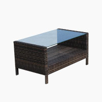 Winston Porter Outdoor patio Furniture Coffee Table with clear tempered glass