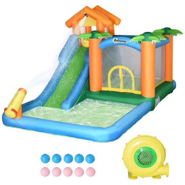 LARGE BOUNCE HOUSE INFLATABLE WATER SLIDE, SUMMER THEME JUMPING CASTLE in Toys & Games