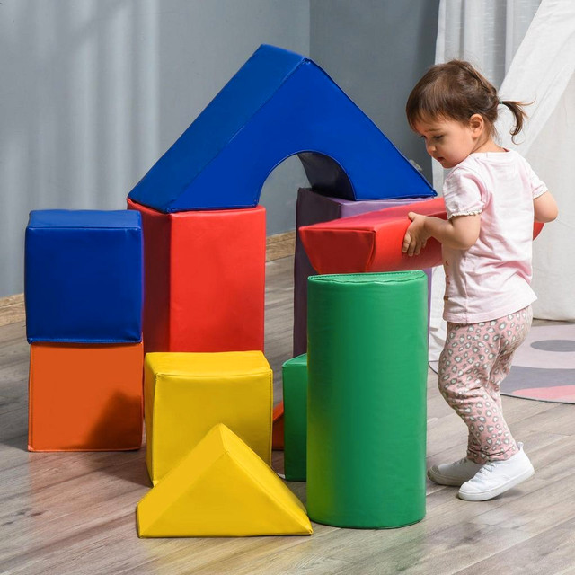 11 PIECE SOFT PLAY BLOCKS KIDS CLIMB AND CRAWL GYM TOY FOAM BUILDING NON-TOXIC in Toys & Games