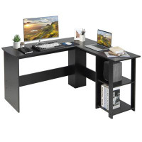 Latitude Run® TDC L Shaped Corner Computer Desk with Storage Shelves