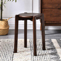 George Oliver 18" Stackable Round Wood Counter Stool(Set Of 2)