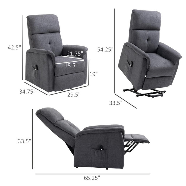 Power Lift Chair 29.5"x34.75x42.5" Gray in Chairs & Recliners - Image 3