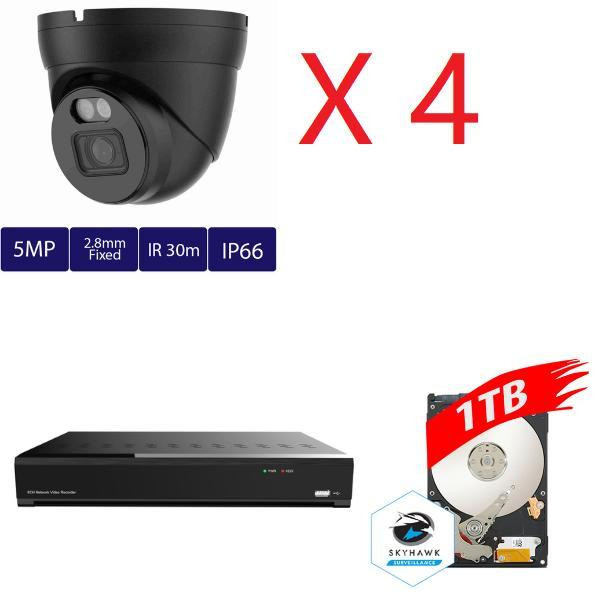 Monthly promo! Aibase 4 ch 5MP AI Full Color IP Kit: NVR-3104-4P-AI+1TB HDD+4PCS IP3135W-A-SI-28-AI in Security Systems - Image 2