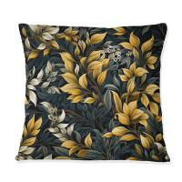 East Urban Home Yellow And Blue Tropical Plants Pattern III - Tropical Printed Throw Pillow