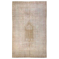 Landry & Arcari Rugs and Carpeting Vintage One-of-a-Kind 4'1" x 6'7" 1930s Area Rug in Brown/Camel/Coral