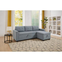 Latitude Run® Light Grey Convertible Sectional Sofa: Upholstered With Pull-out Bed And Storage Chaise Corner Couch
