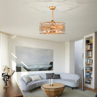 Willa Arlo™ Interiors 20'' Trahan 3 - Blade Caged Ceiling Fan with Remote Control and Light Kit Included