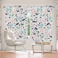 East Urban Home Lined Window Curtains 2-panel Set for Window Size Metka Hiti Midnight Bloom Blue Pink