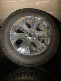 SET OF FOUR 20 INCH OEM FORD F150 CHROME WHEELS 6X135 MOUNTED WITH 275 / 60 R20 HANKOOK DYNAPRO TIRES !!