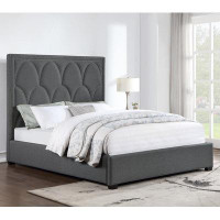 Everly Quinn Bowfield Upholstered Bed With Nailhead Trim Charcoal