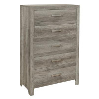Millwood Pines Transitional Aesthetic Weathered Grey Finish Chest With Drawers Storage Wood Veneer Rusticated Style Bedr