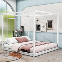 Latitude Run® King Wood Canopy Platform Bed With Support Legs