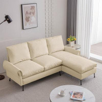 George Oliver 81"Modern Technical Leather L-Shaped Sofa Couch With Reversible Chaise Lounge