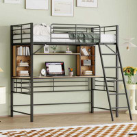 17 Stories Twin Size Loft Bed with Desk and Shelf