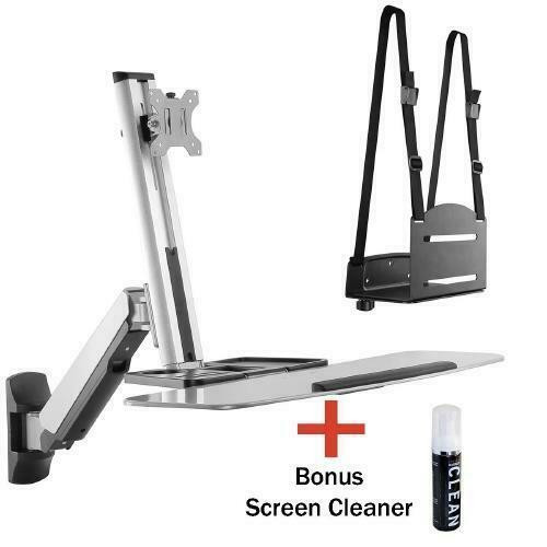 Single Display Sit-Stand Workstation Wall Mount for 13 to 32 LED/LCD Screens with Bonus Cleaner and CPU Mount in General Electronics