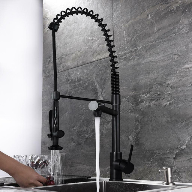 Pull Down Spring Kitchen Faucet ( Available in Chrome, Brushed and Matte Black ) Just under 24in Height,  cUPC Certified in Plumbing, Sinks, Toilets & Showers