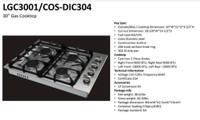 NEW STAINLESS STEEL 30 IN & 36 IN GAS COOKTOP