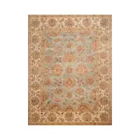 Isabelline One-of-a-Kind Aizah Hand-Knotted 9'1" x 12' Wool Area Rug in Beige/Blue