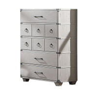 Breakwater Bay 5 Drawer Wooden Chest With Metal Braces, Light Grey