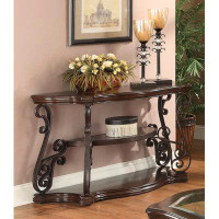 Darby Home Co Brookneal Sofa Table Deep Merlot and Clear
