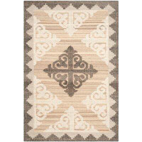Union Rustic Alimatou Hand-Knotted Wool Brown/Charcoal Area Rug